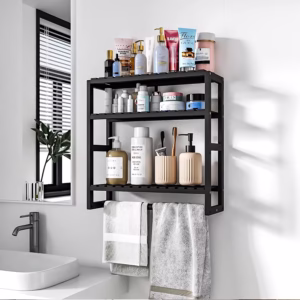 Bamworld Bamboo Bathroom Shelves Organizer Towel Rack for Storage