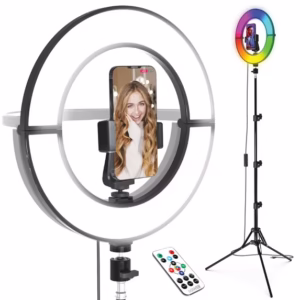 Bower 12" Foldable Ring Light with Adjustable Stand and Remote Control- Black